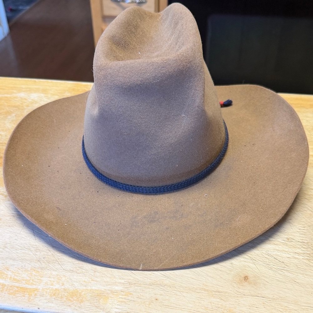 Stetson Tan Cowboy Hat with Blue Cord